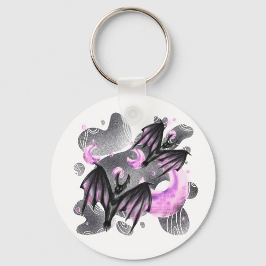 Mystic Purple Moon Bat Keychain (Voorkant)