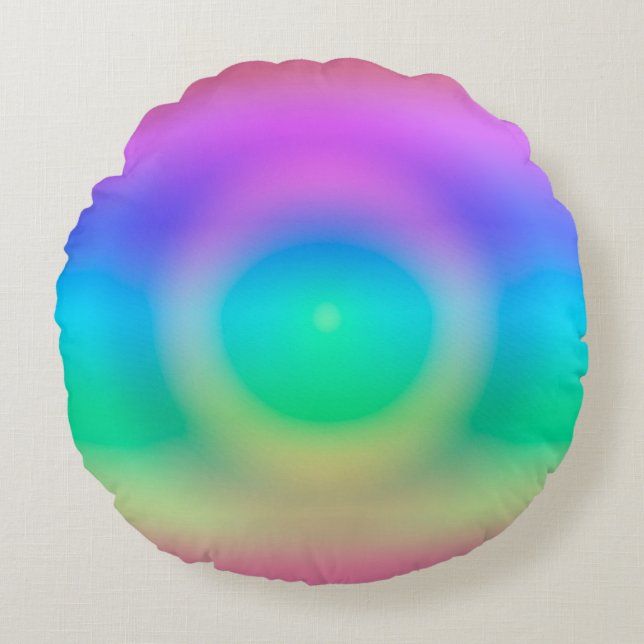 Mystic Rainbow Eye Ombre Rond Kussen (Voorkant)