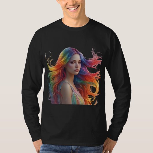 Mystic Rainbow Muse – Serene Fantasy Vrouw T-shirt (Voorkant)