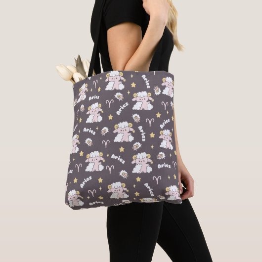 Mystic Ram Zodiac Night Bunny en Ram Tote Bag (Dichtbij)