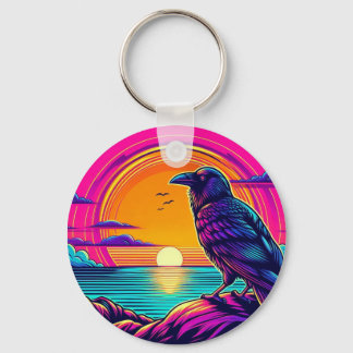 Mystic Raven at Psychedelic Sunset – Ocean View Ar Sleutelhanger