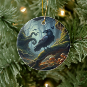 Mystic Raven Forest Hues Keramisch Ornament
