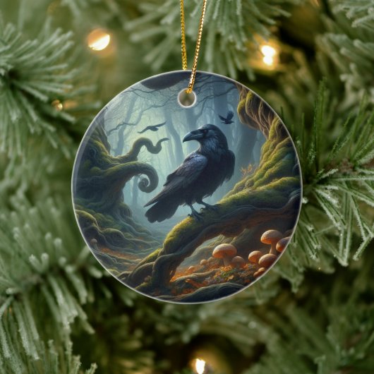 Mystic Raven Forest Hues Keramisch Ornament (Boom)