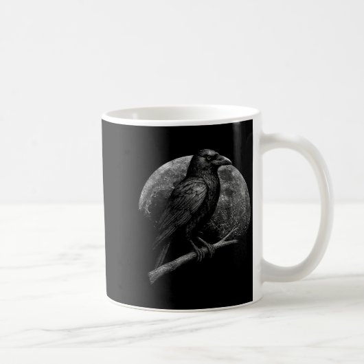 Mystic Raven Moon Dark Folklore Witchcraft Viking  Koffiemok (Rechts)