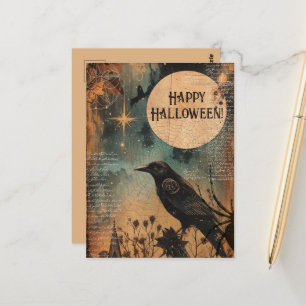 Mystic Raven Moon Happy Halloween Briefkaart