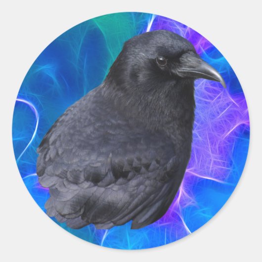 Mystic Raven Portrait Celtic Pagan Art Ronde Sticker (Voorkant)