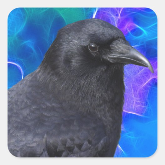 Mystic Raven Portrait Celtic Pagan Art Vierkante Sticker (Voorkant)