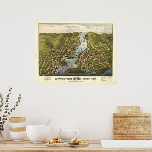 Mystic River Connecticut 1879 Panoramic Map Poster (Keuken)