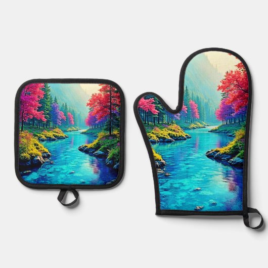 Mystic River Dreamy Forest Path Design Ovenwant & Pannenlap Set (Voorkant)