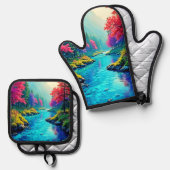 Mystic River Dreamy Forest Path Design Ovenwant & Pannenlap Set (Voorkant / Achterkant)