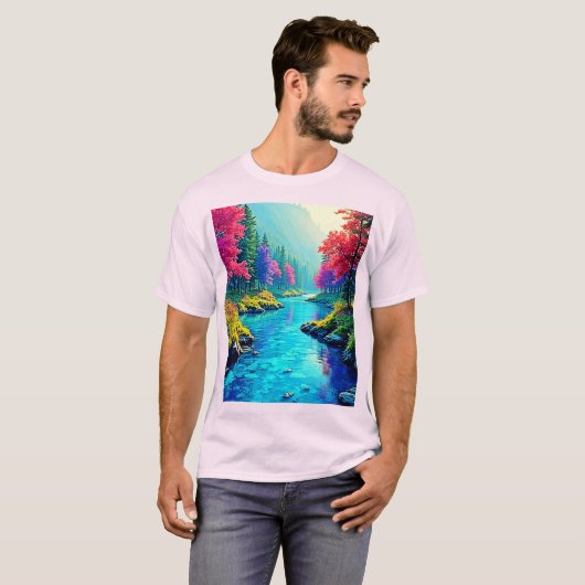 Mystic River Dreamy Forest Path Design T-shirt (Voorkant volledig)