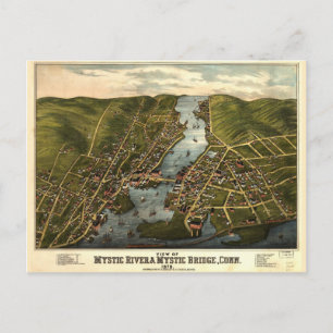 Mystic River & Mystic Bridge, Connecticut (1879) Briefkaart