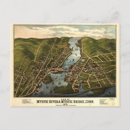 Mystic River & Mystic Bridge, Connecticut (1879) Briefkaart (Voorkant)