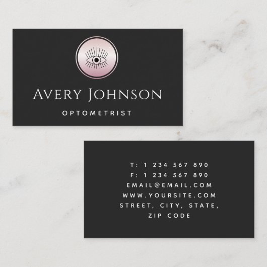 Mystic Roos Gold Eye Logo Optometric Chic Vision Visitekaartje (Voorkant / Achterkant)