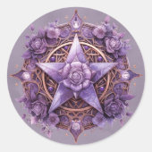 Mystic Roos Pentacle Sticker – Paarse heksenzegel (Voorkant)