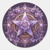Mystic Roos Pentacle Sticker – Paarse heksenzegel (Voorkant)