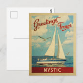 Mystic Sailboat Vintage Travel Connecticut Briefkaart (Voorkant / Achterkant)