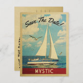 Mystic Save the Date Sailboat Nautical Aankondigingskaart (Voorkant / Achterkant)