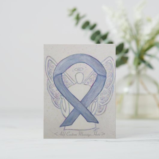 Mystic Silver Awareness Ribbon Angel Briefkaart (Staand voorkant)