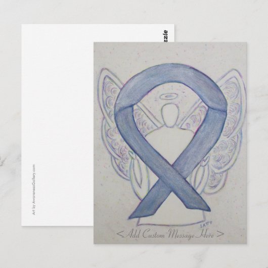 Mystic Silver Awareness Ribbon Angel Briefkaart (Voorkant / Achterkant)