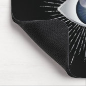 Mystic Silver & Blue Evil Eye Nazar Mati op zwart Muismat (Hoek)