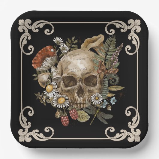 Mystic Skull  Black Papieren Bordje (Voorkant)