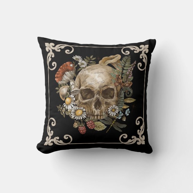 Mystic Skull  Black Sierkussen (Voorkant)