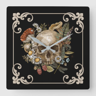 Mystic Skull Black Vierkante Klok
