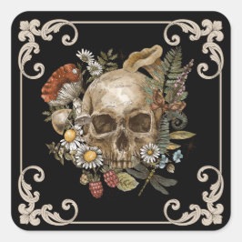 Mystic Skull Black Vierkante Sticker