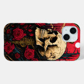 Mystic Skull Red Roses op Skelet Dark Academia Case-Mate iPhone Case (Achterkant (horizontaal))