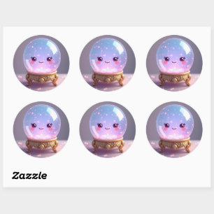 Mystic Smiles – Kawaii Kristallen Bol Charme Ronde Sticker