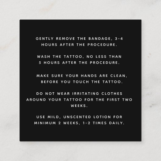 Mystic Snake Green Tattoo Aftercare Instructions Vierkante Visitekaartje (Achterkant)
