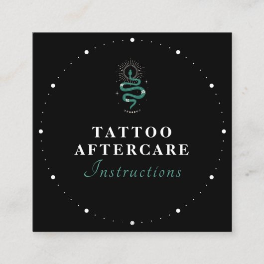 Mystic Snake Green Tattoo Aftercare Instructions Vierkante Visitekaartje (Voorkant)