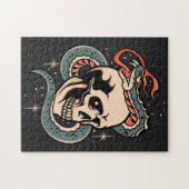 Mystic Snake Skull Illustratie Gothic Cool Black Legpuzzel (Horizontaal)