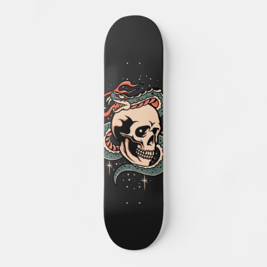 Mystic Snake Skull Illustratie Gothic Cool Black Persoonlijk Skateboard (Voorkant)