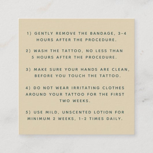Mystic Snake Tattoo Aftercare Instructions Trendy Vierkante Visitekaartje (Achterkant)