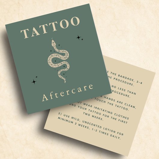 Mystic Snake Tattoo Aftercare Instructions Trendy Vierkante Visitekaartje