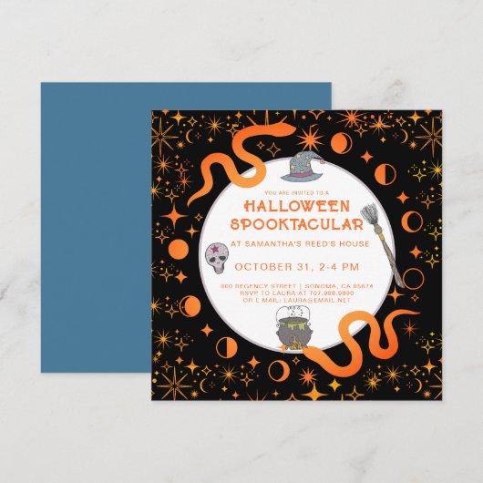 Mystic Snakes Witch Halloween Spooktacular Party I Kaart (Voorkant / Achterkant)