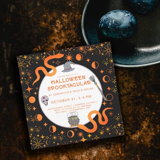 Mystic Snakes Witch Halloween Spooktacular Party Kaart