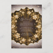 Mystic Sparkles en Golden Floral Wedding Informatiekaartje (Voorkant)