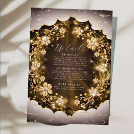 Mystic Sparkles en Golden Floral Wedding Informatiekaartje