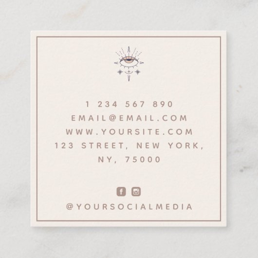 Mystic Spiritueel Third Eye kosmic energy Healing Vierkante Visitekaartje (Achterkant)