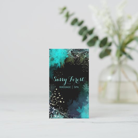 Mystic Starry Forest Massage Therapy Visitekaartje (Staand voorkant)