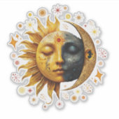 Mystic Sun en Moon Custom-Cut Vinyl Sticker (Voorkant)