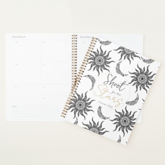 Mystic Sun Moon Zwart-wit Planner (Display)