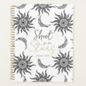 Mystic Sun Moon Zwart-wit Planner (Voorkant)