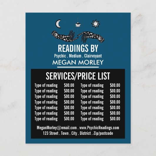 Mystic Symbols, Psychische lezing prijslijst Flyer (Voorkant)