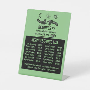 Mystic Symbols, Psychische lezing prijslijst Reclamebord Met Voetstuk