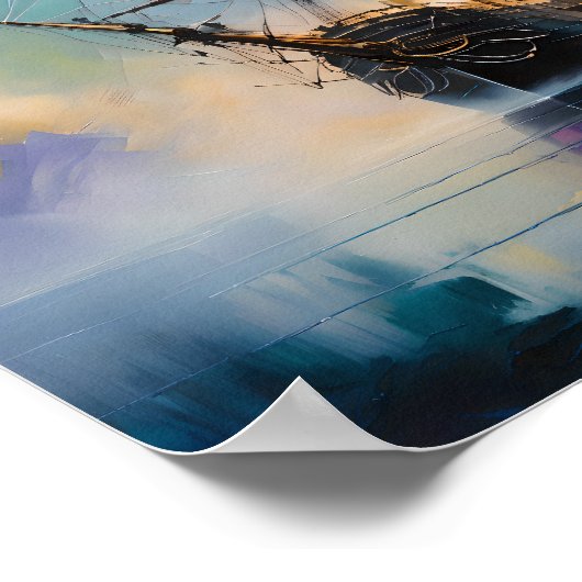 Mystic Tall Ship in Fog – Dreamlike Nautical Paint Poster (Hoek)