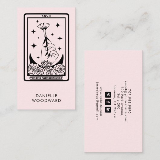 Mystic Tarot Esthetician Branding Blush Pink Visitekaartje (Voorkant / Achterkant)